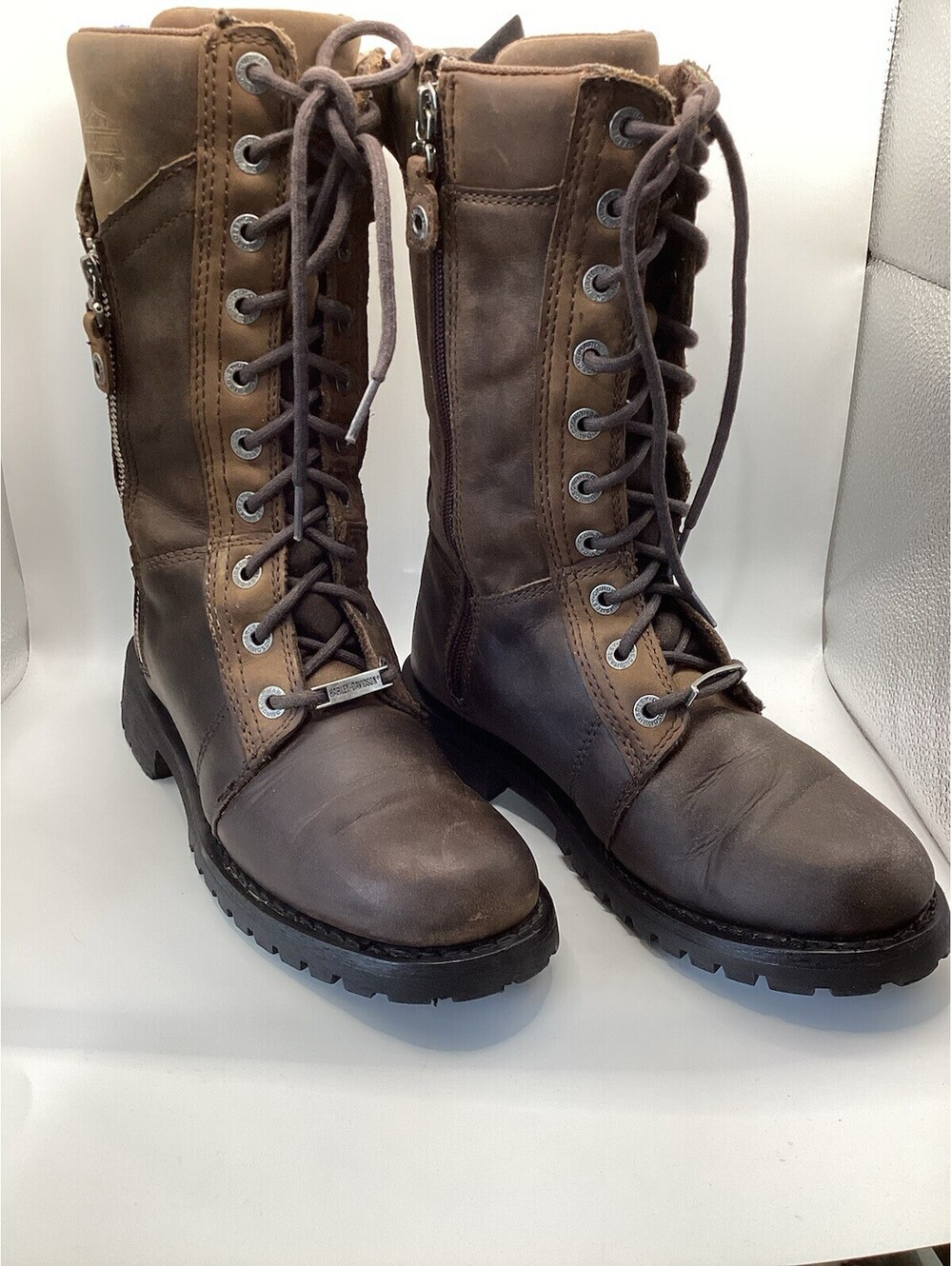 Harley-Davidson Women's Brown Leather Ankle Boots Size 7 - Very Good Condition